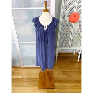 Joie Fayaline Washed Silk Shift Dress in Navy Blue